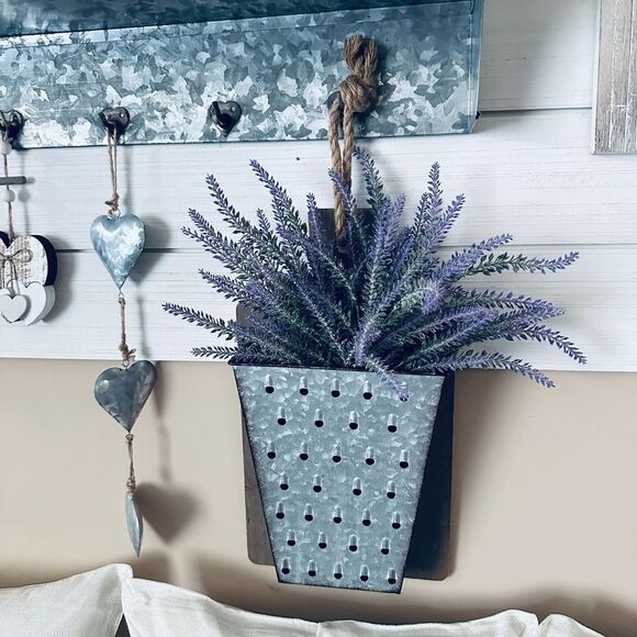 Farmhouse Galvanized Wooden Hanging Bin - Picture 1 of 6